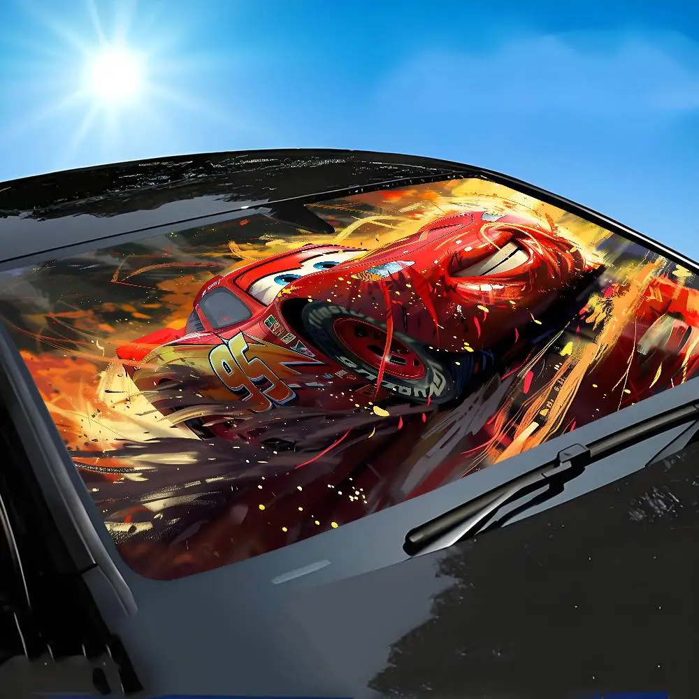 Cars L-Lightning Cool M-McQueens 95 Car Sunshade Curtains Windscreen Front Window Visor 70x130cm Sun Visor Solar Protect Plaid