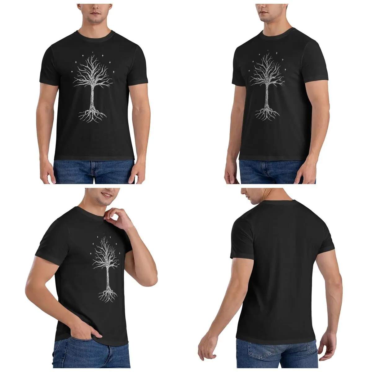 White Tree Of Gondor Men T-Shirt Funny Oversized T Shirts Men's Round Neck Cotton Tees Short Summer Male