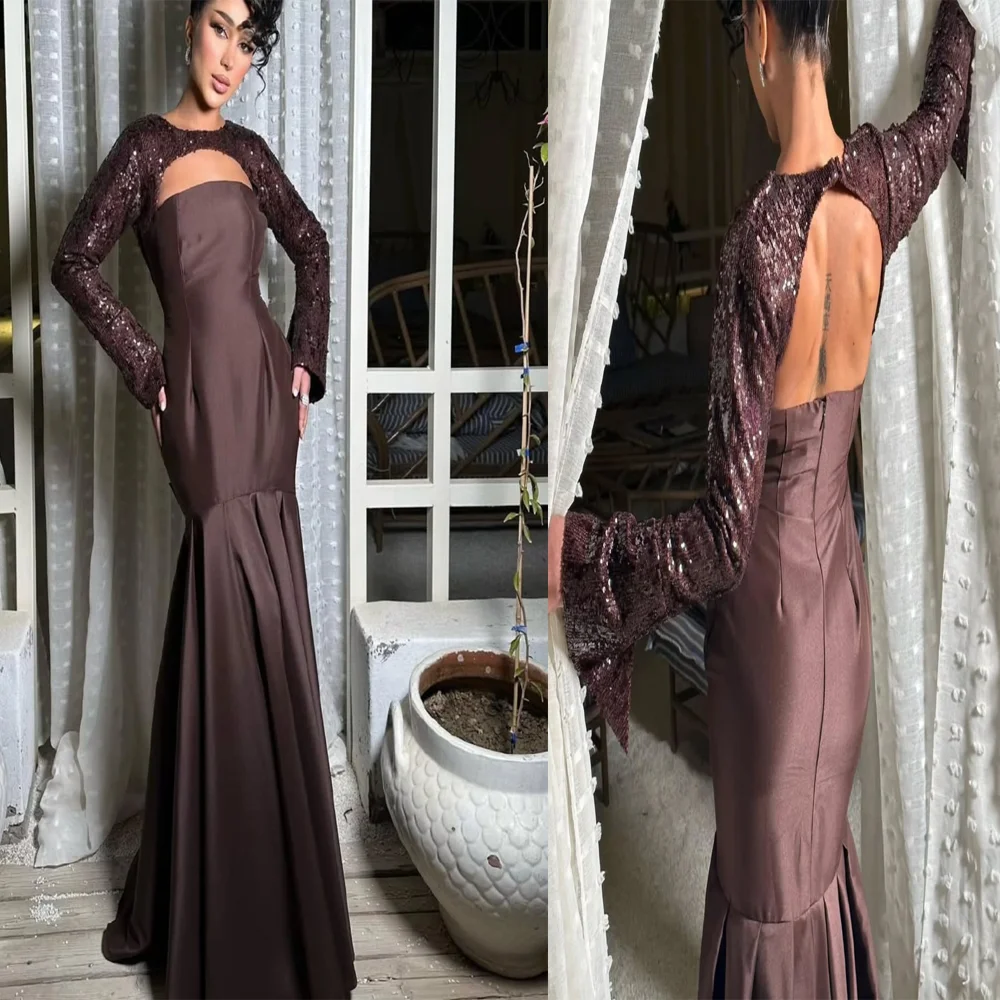 

vestido verde largo Modest Boat Collar Satin Backless Evening Gown for Bridal Sheath Long Prom Dress with Detachable Cape Custom