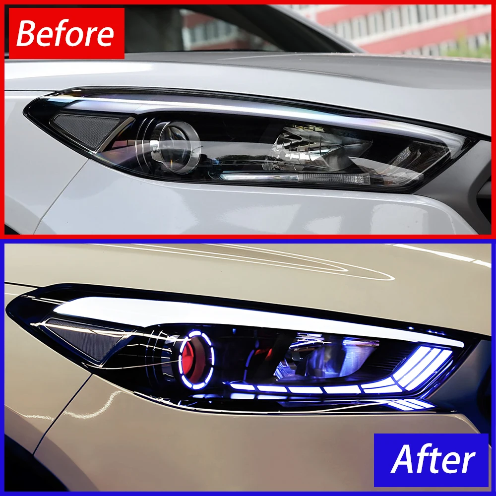 Car Front Lamps For Hyundai Tucson 2015-2018 LED Auto Headlights Assembly Upgrade Demon Eyes Style Projector Lens Accessories