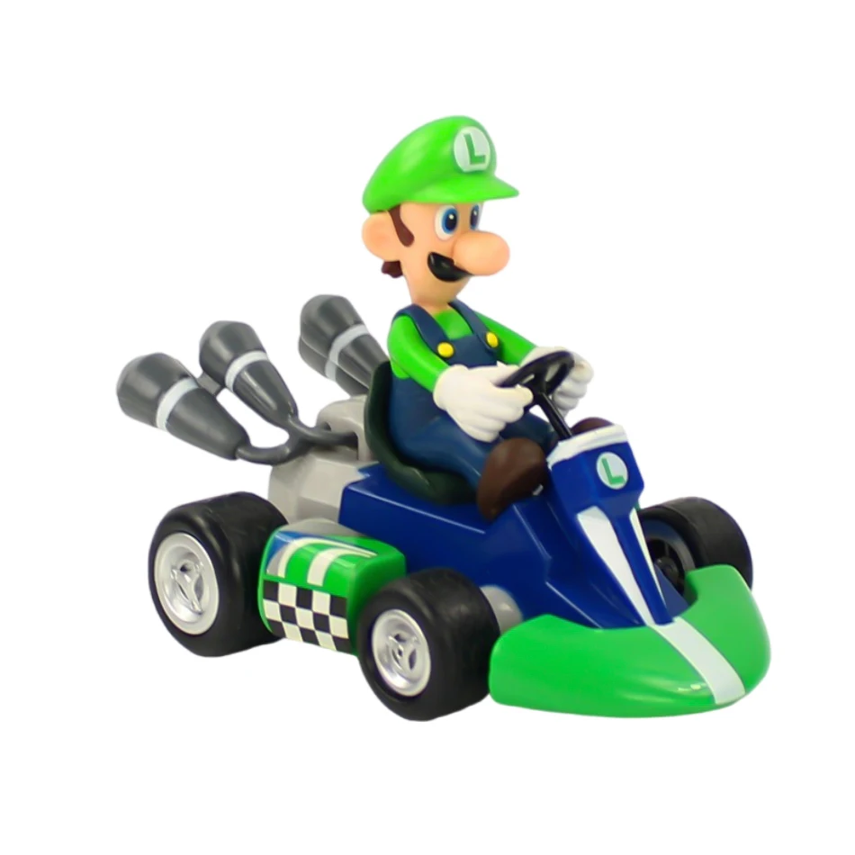 Styles Mario Pull Back Car Green Yoshi Donkey Kong Bowser Luigi Toad Princess Peach Figures Toys Anime Game Doll Gifts for Kid