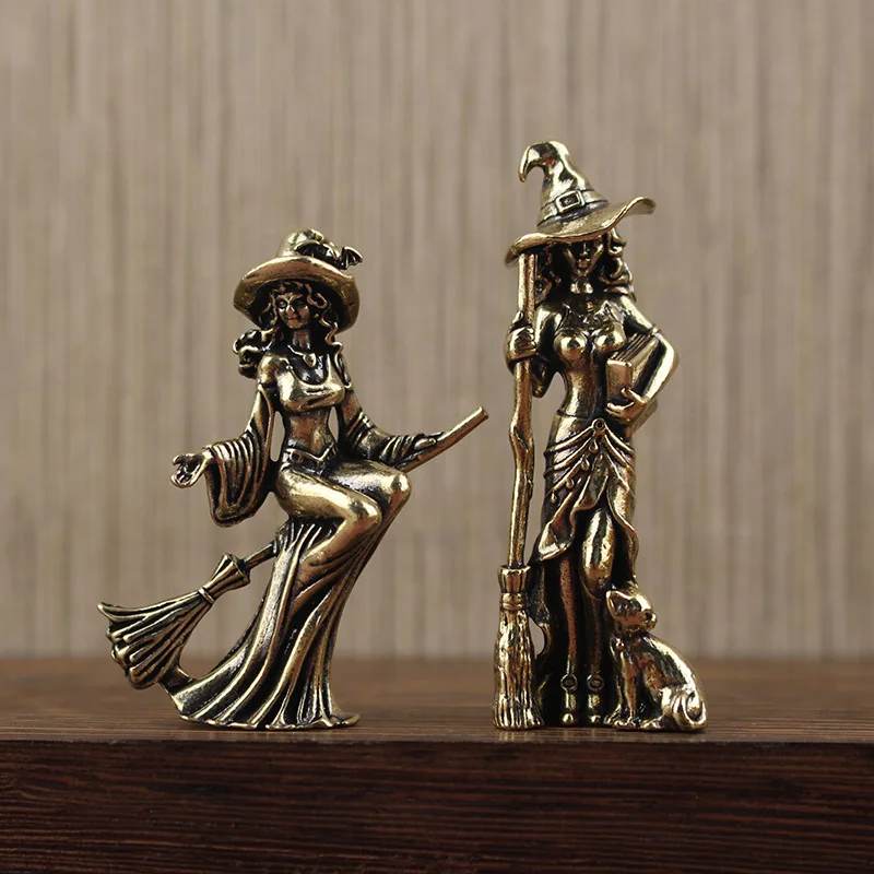 Figure Broom Moon Witch Ornament Suitable for Home and Office Decoration Magic Witch Ornament Home Decoration