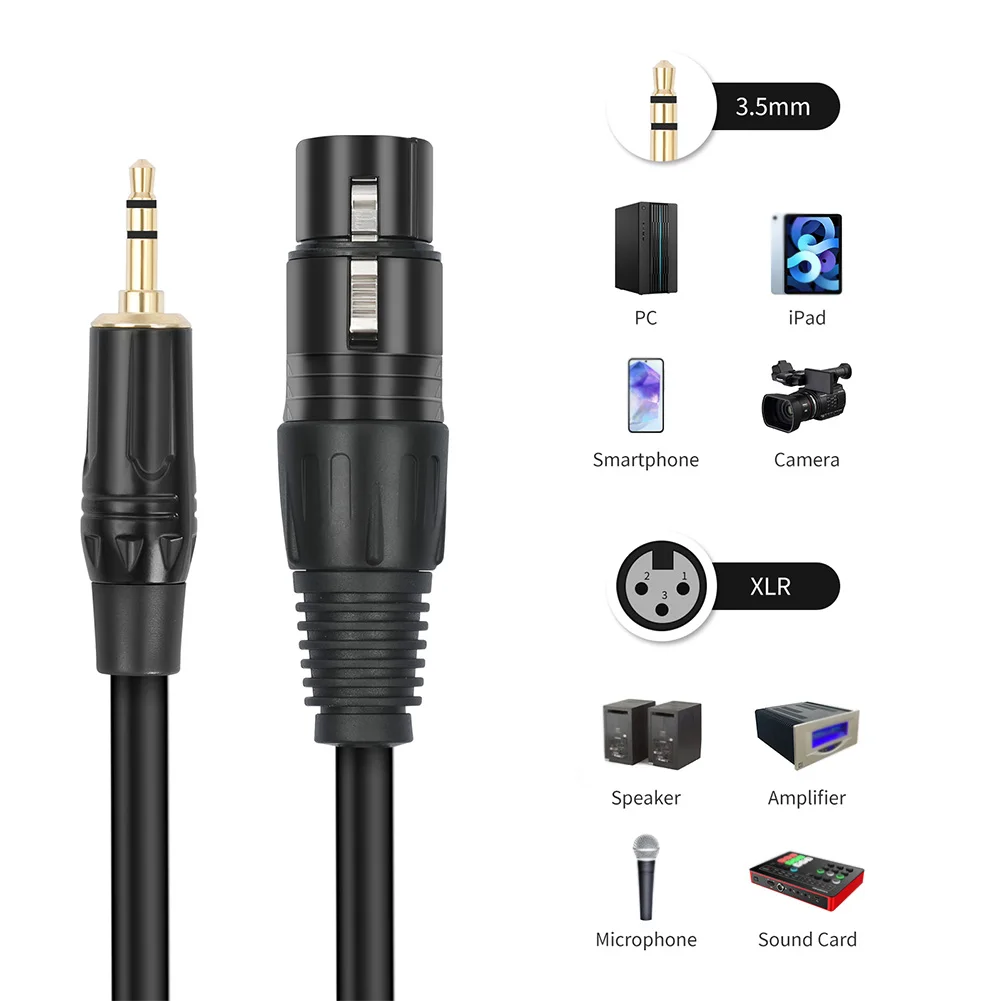 1/8 بوصة إلى XLR كابل 3.5 مللي متر إلى 3Pin XLR كابل الميكروفون XLR أنثى إلى 1/8 بوصة Mic الحبل لكاميرا الفيديو DSLR DV