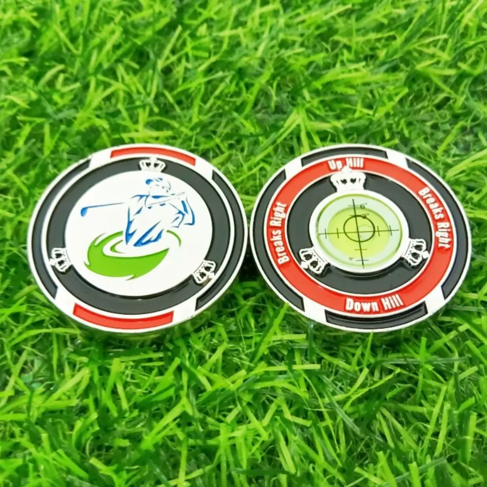 Two-sided Golf Green Reader Golf Accessories Kirsite 1.57in Golf Ball Marker Metal High Precision Golf Hat Clip Marker Girl