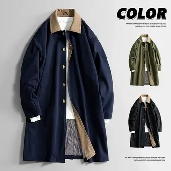 Men's Plus Size 8XL Long Windproof Trench Coat 4 Plus Size 8XL Men Spring Trench Turn Down Collar Long Windbreaker Jacket Male Oversize Big Large Windproof Coat Autumn Outwear 4