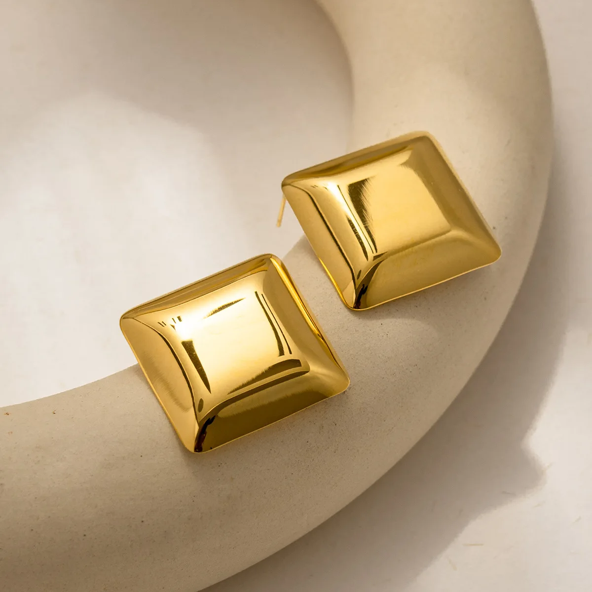 

Fashion simple geometric triangle square earrings, stainless steel earrings, 18k gold plated polished high quality craft jewelry