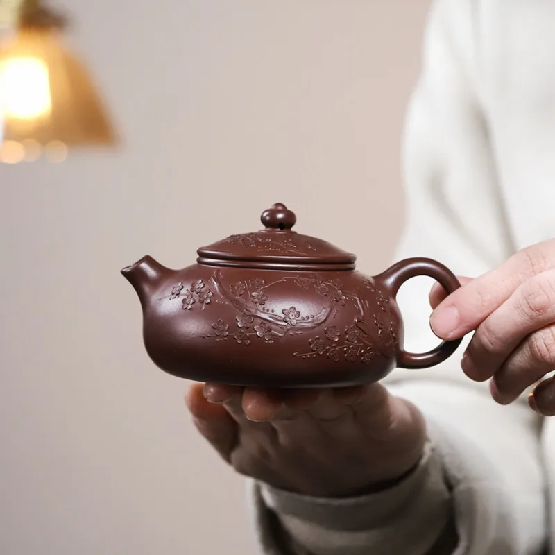 

Chinese Tradition Yixing Purple Clay Teapot Household Beauty Tea Pot Handmade Flowers Kettle Raw Ore Zisha Tea Set Teaware 200ml