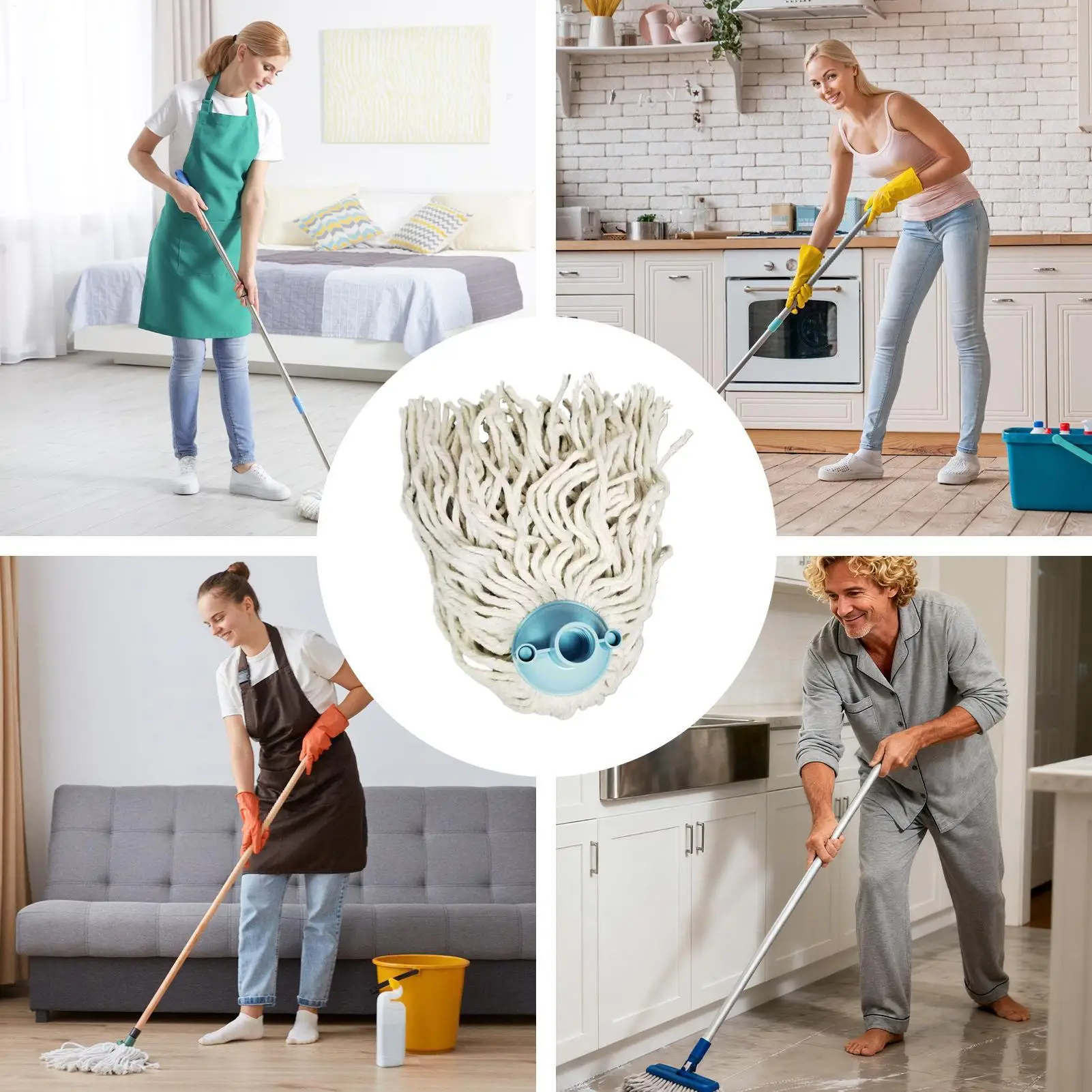 

Mop Head Replacement Reusable Tight Fit Stain Removal Tool Cotton String Mop Replacement Head For Living Room Kitchen Bedroom