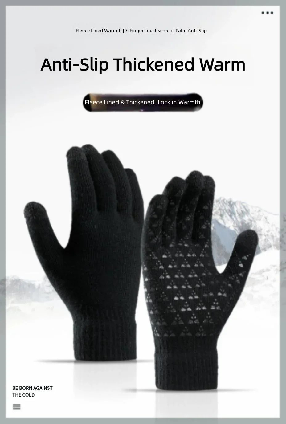 Winter Touchscreen Gloves for Men, Thermal Knitted Gloves with Non-Slip Grip for Cycling & Phone Use