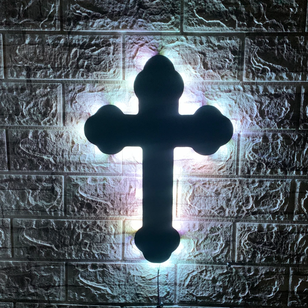 ZK30 Cross Creative Luminous Color Changing Picture LED Wall Lamp Indoor Bar Decoration USB Remote Control Night Light