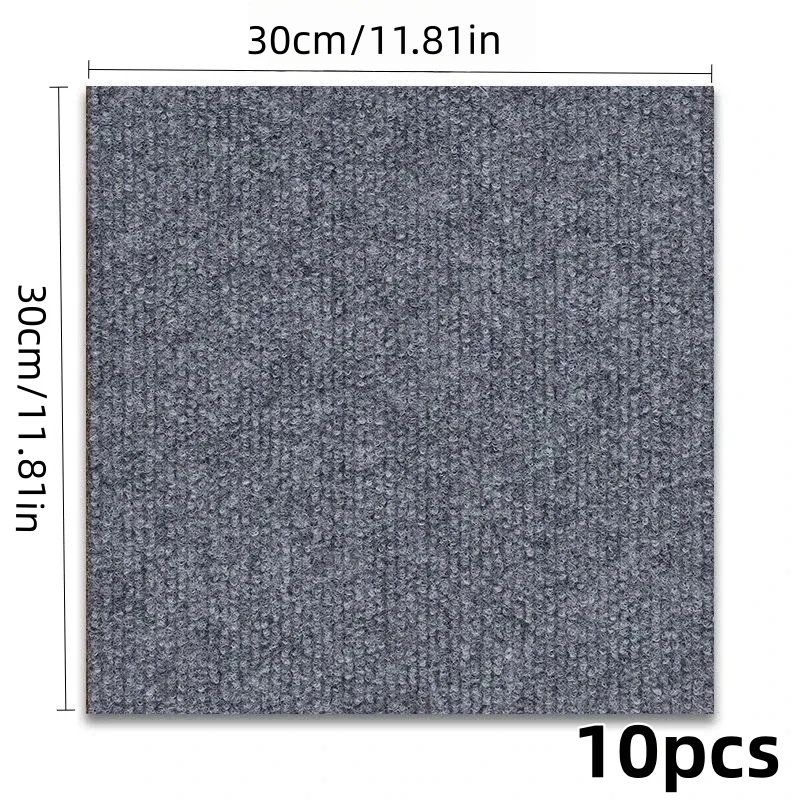 10pcs 30X30cm Self Adhesive Anti Slip Splicing Carpet, Bedroom Mat, Living Room, Kitchen, Household Wall Sticker