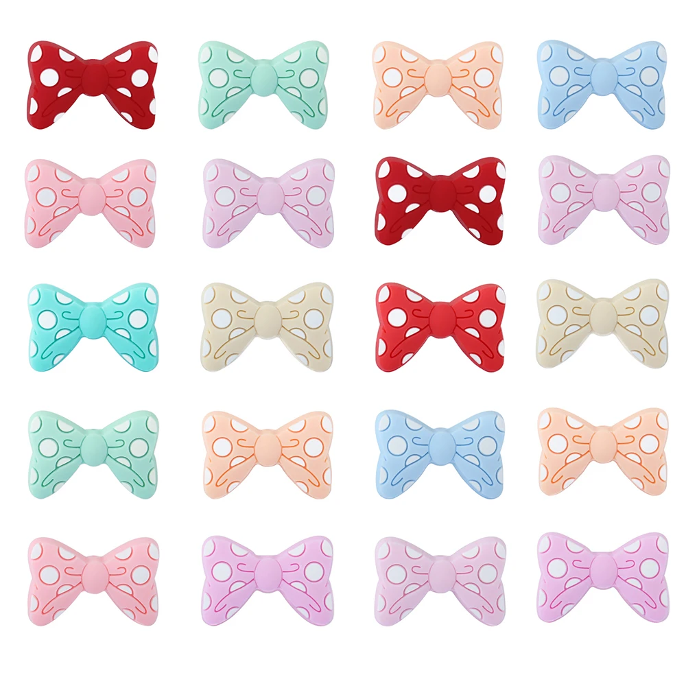 5/10pcs Silicone Beads Valentine's Day Gifts Tie Bow Focal Beads for Jewelry Making Pen KeyChain Necklace Bracelets Accessory