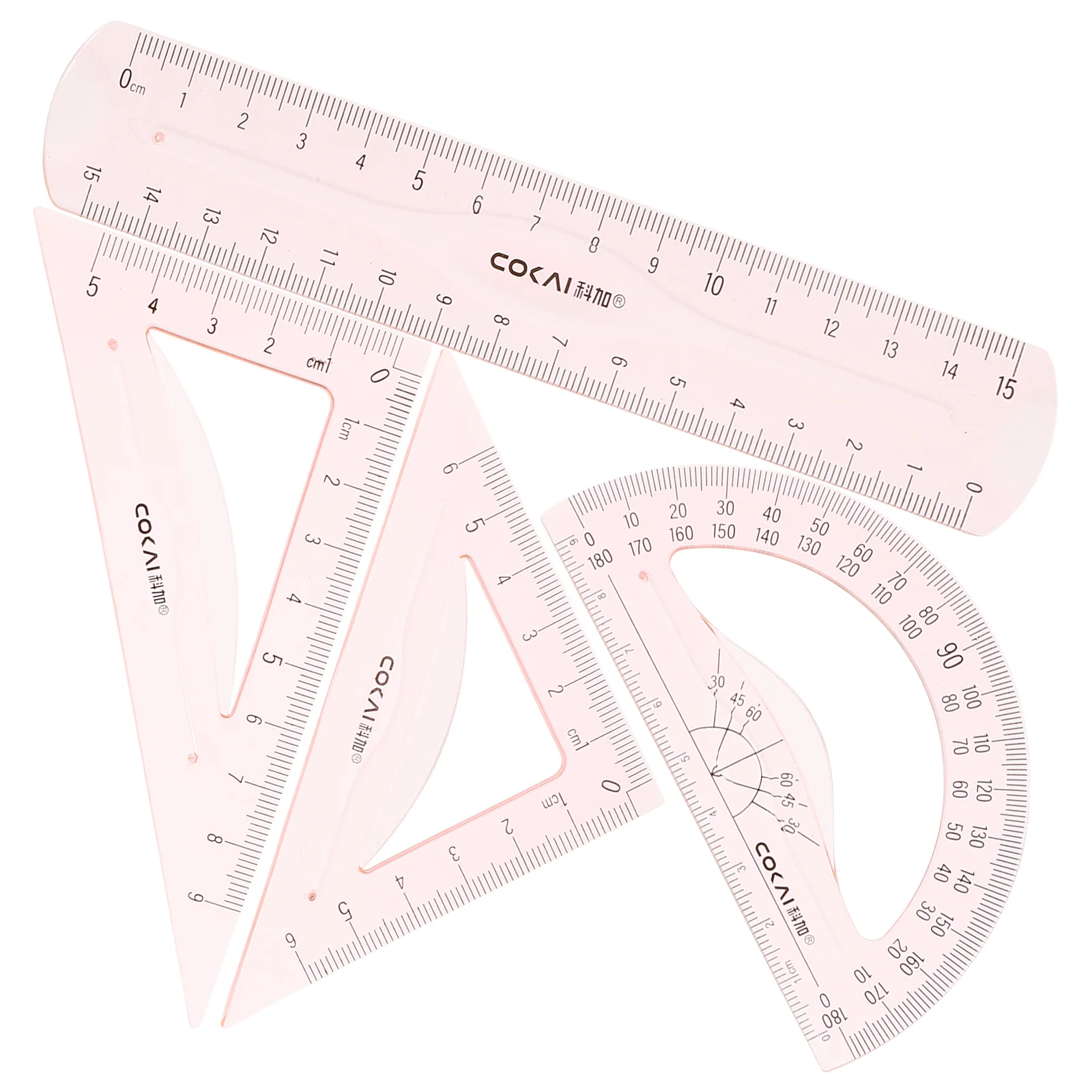 

4pcs/Set Plastic Straight Triangle Ruler Geometry Protractor Drafting Ruler Precise Measuring Ruler School Office Stationery