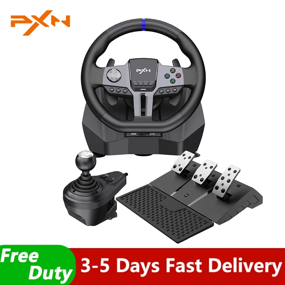 PXN V9 GEN2 PC Gaming Steering Wheel 270/900 Degree Racing Steering Wheel for PC, Xbox One, Xbox Series X/S, PS4, PS3, Switch