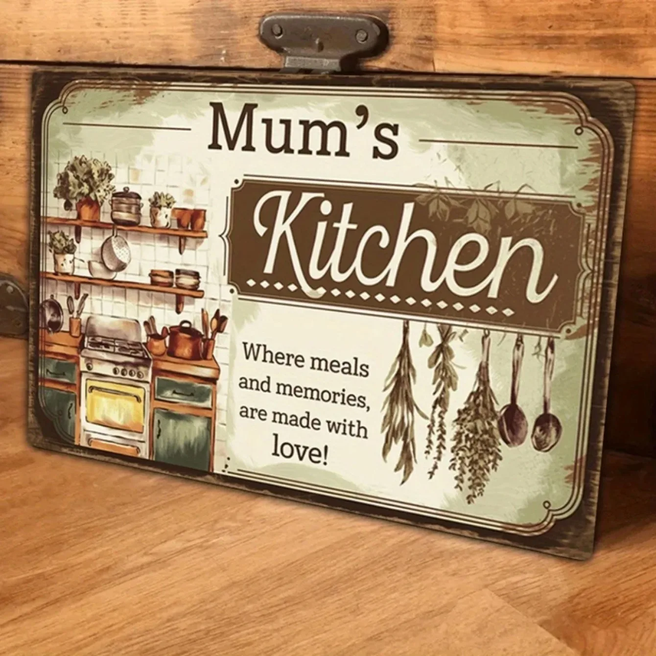 اسم مخصص وشعار ألومنيوم نصي مخصص - ديكور حائط عتيق فريد لمطبخ الأم، رائع لتزيين المطبخ. #1