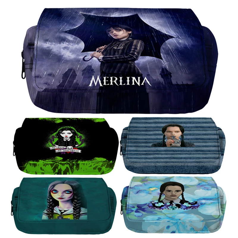 Wednesday Addams Pencil Case Cute Boy Girl Kawaii Pencil Cases Storage Kids Pen Bag Stationery Box School Students Supplies