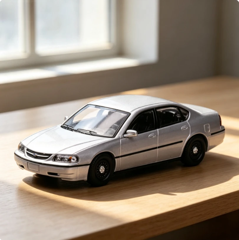 596 1:64 Chevrolet Impala Silver Alloy diacast cast car model rebound toy
