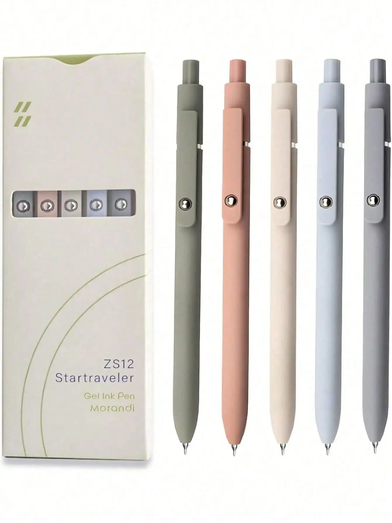 Gel Pens, 5 Pcs 0.5mm Black Ink Pens Fine Point Smooth Writing Pens, High-End Series Pens For Journaling Note Taking, Cute Office School Supplies Gifts For Women Men (Morandi)