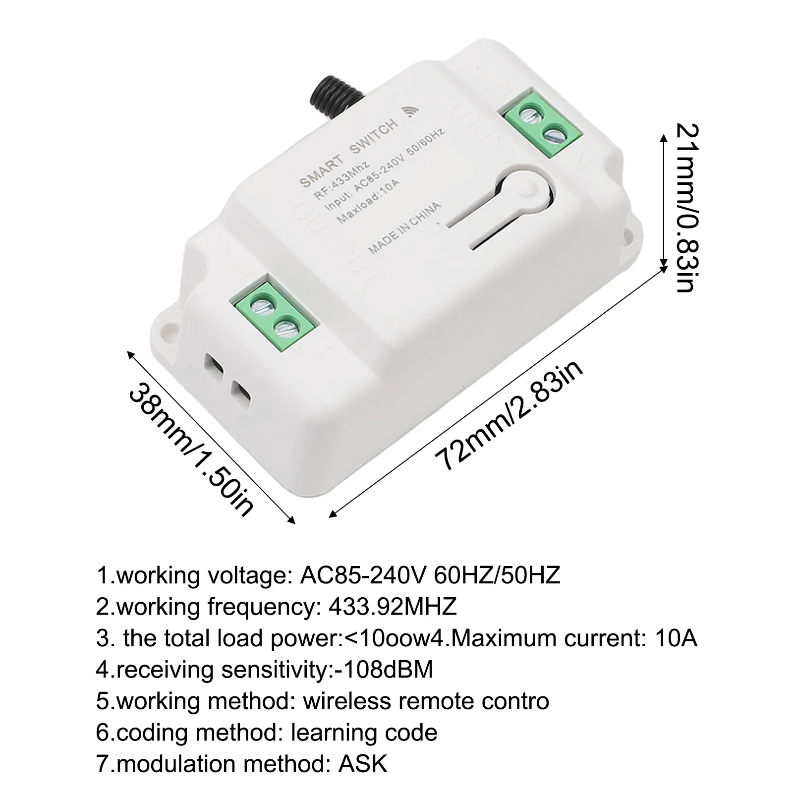 

Беспроводной выключатель света 72*38*21 мм, расширяемый беспроводной выключатель света, воспламенитель, простая установка, управление на большие расстояния