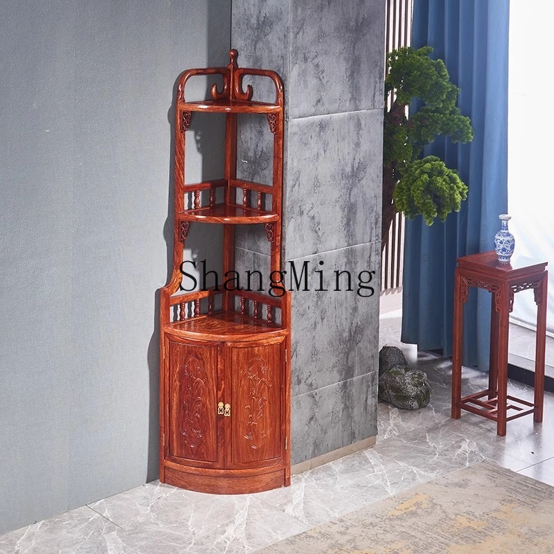 

ZYY new Chinese mahogany red sandalwood locker living room storage corner rack triangular cabinet