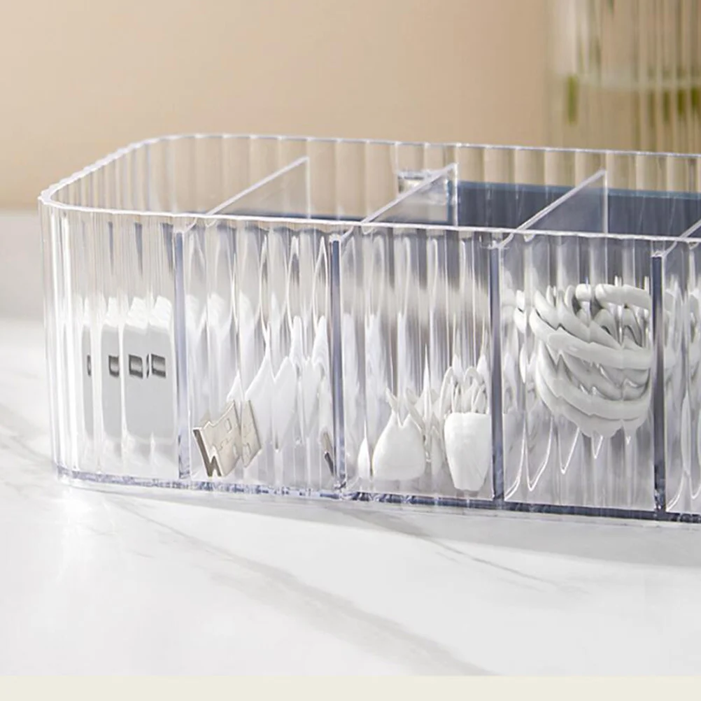 

Data Box Transparent Wire Organizer Case Dustproof Multi-Grid Cable Box Desktop Cord Management Container Earphone Storage