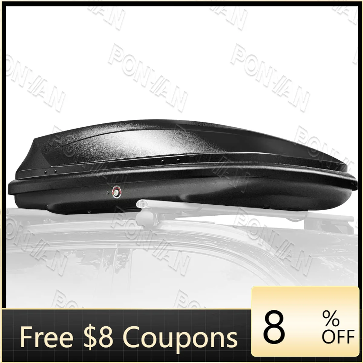 

ZAIQU Roof Box Matte Black Quick-Install Hard Shell Roof Box for Horizontal Bar Spacing =33cm ABS Material Sports Design Style
