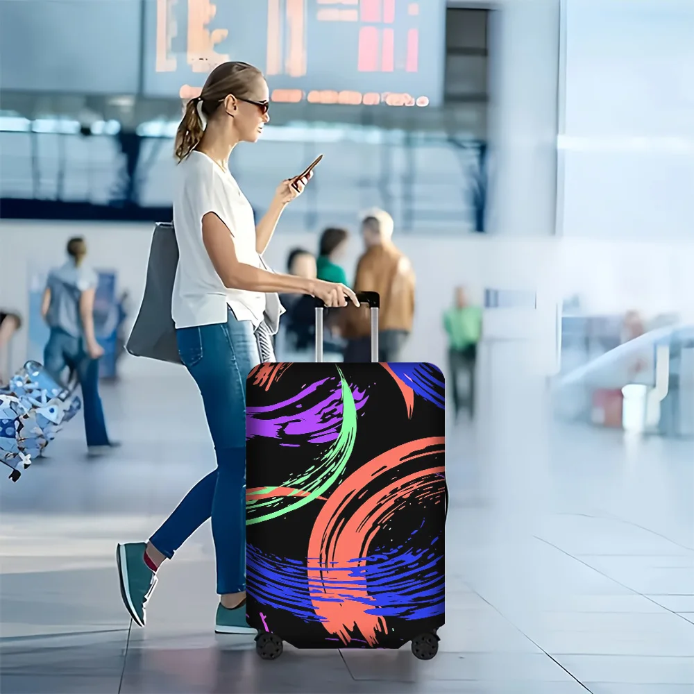 

1PC Abstract Neon Swirl Luggage Cover for 18-32 inch luggage; dust and elastic travel accessories to effectively protect your