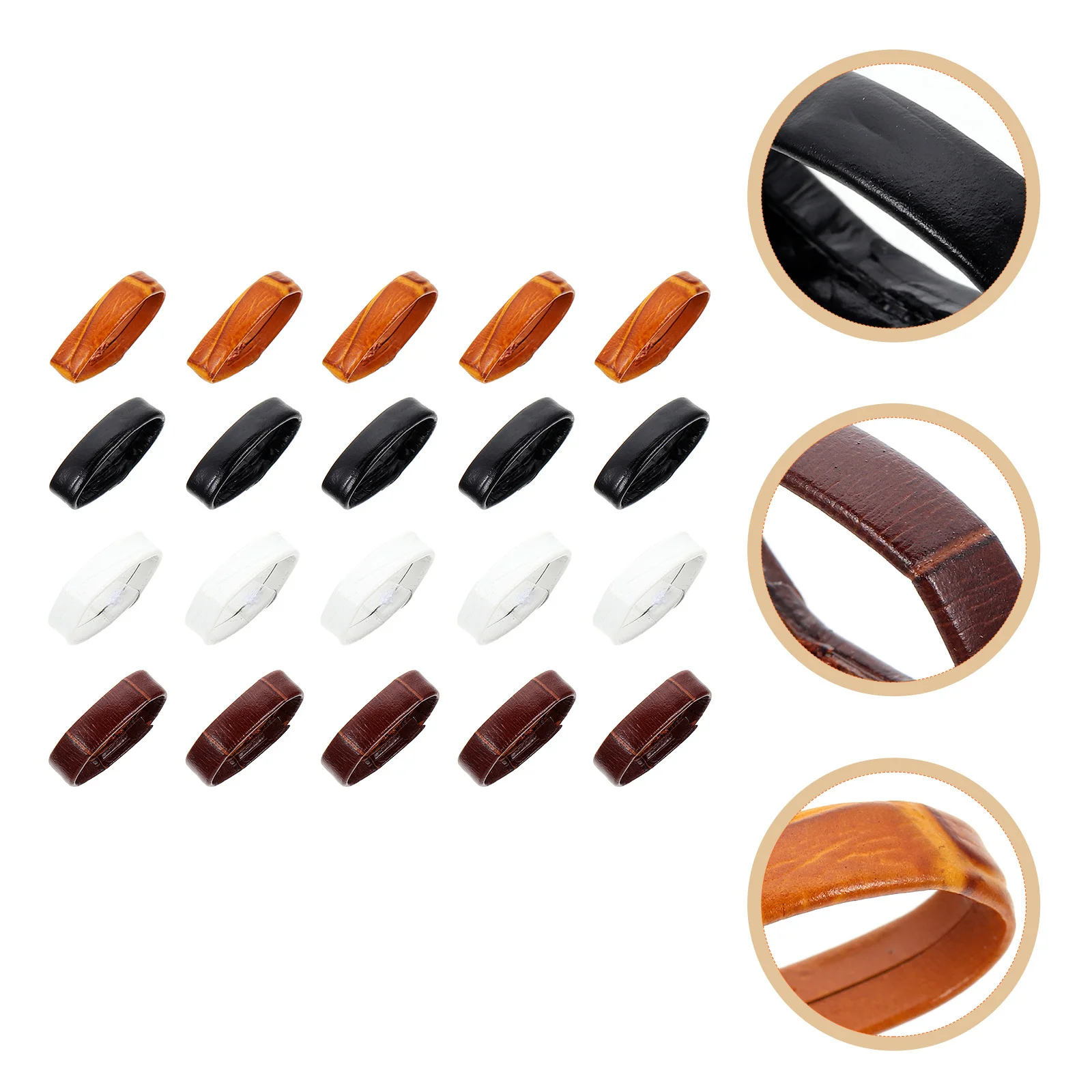 

20pcs Genuine Retainers Smooth Band Rings Watchband Keeper Rings Replacement Parts Watch Supplies Watch Accessories