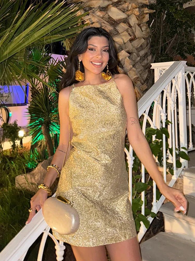 Fashion Gold Shiny Mini Dress For Women Stylish Sleeveless O neck Female Dresses 2024 Autumn New Ladies Evening Party Vestidoes - AliExpress 200000345 Fashion Gold Shiny Mini Dress For Women Stylish Sleeveless O neck Female Dresses 2024 Autumn New Ladies Evening Party Vestidoes - AliExpress 200000345