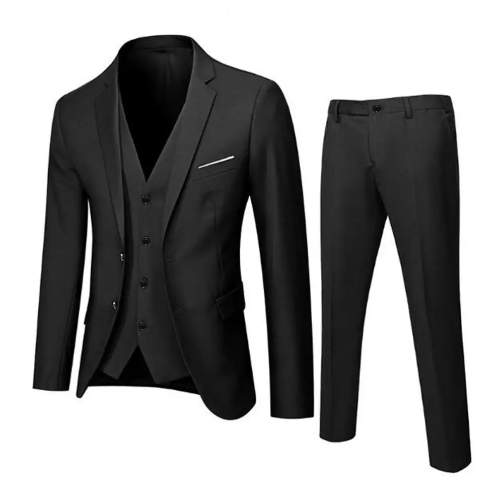 Men Classic 3 Pieces Set Suit Wedding Suits For Men Slim Suit Jacket Pant Vest Suit Men Tuxedo Single Breasted Plus Szie M-4xl