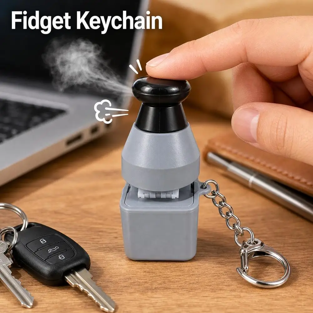 Mini Pressure Cooker Valve Keyboard Button Keychain Simulate Steam Sound Stress Relief Novelty Sensory Toy Funny Gifts