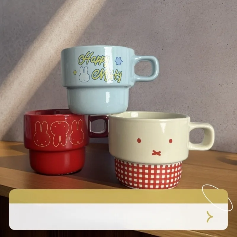 

New Kawaii Miffy Rabbit High Beauty Ceramic Mug Couple Coffee Milk Cup Cute Cartoon Cup Children's Gift