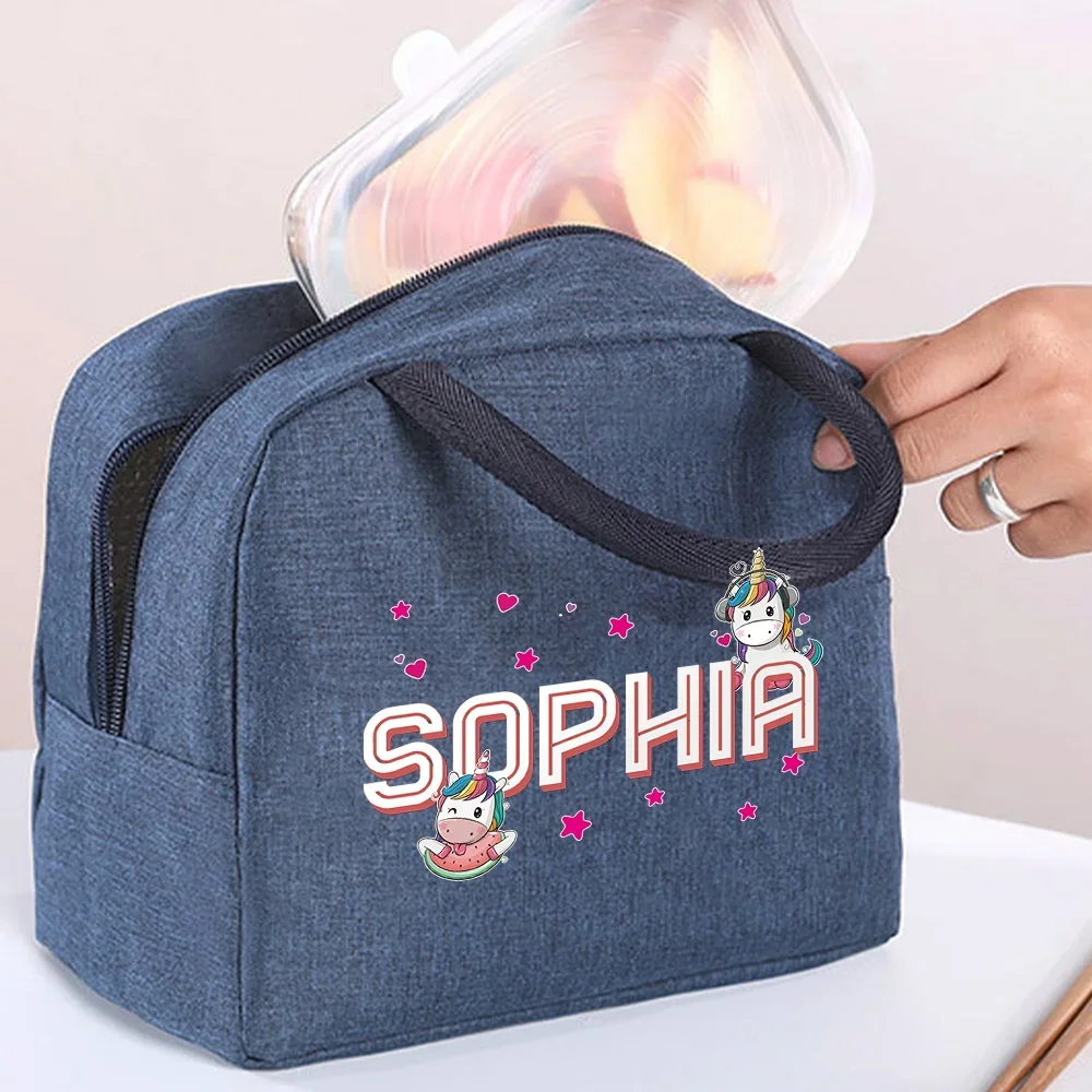 Personalized Customization Name Insulated Lunch Bag Thickened Food Bag Travel Picnic Bag Cartoon Series