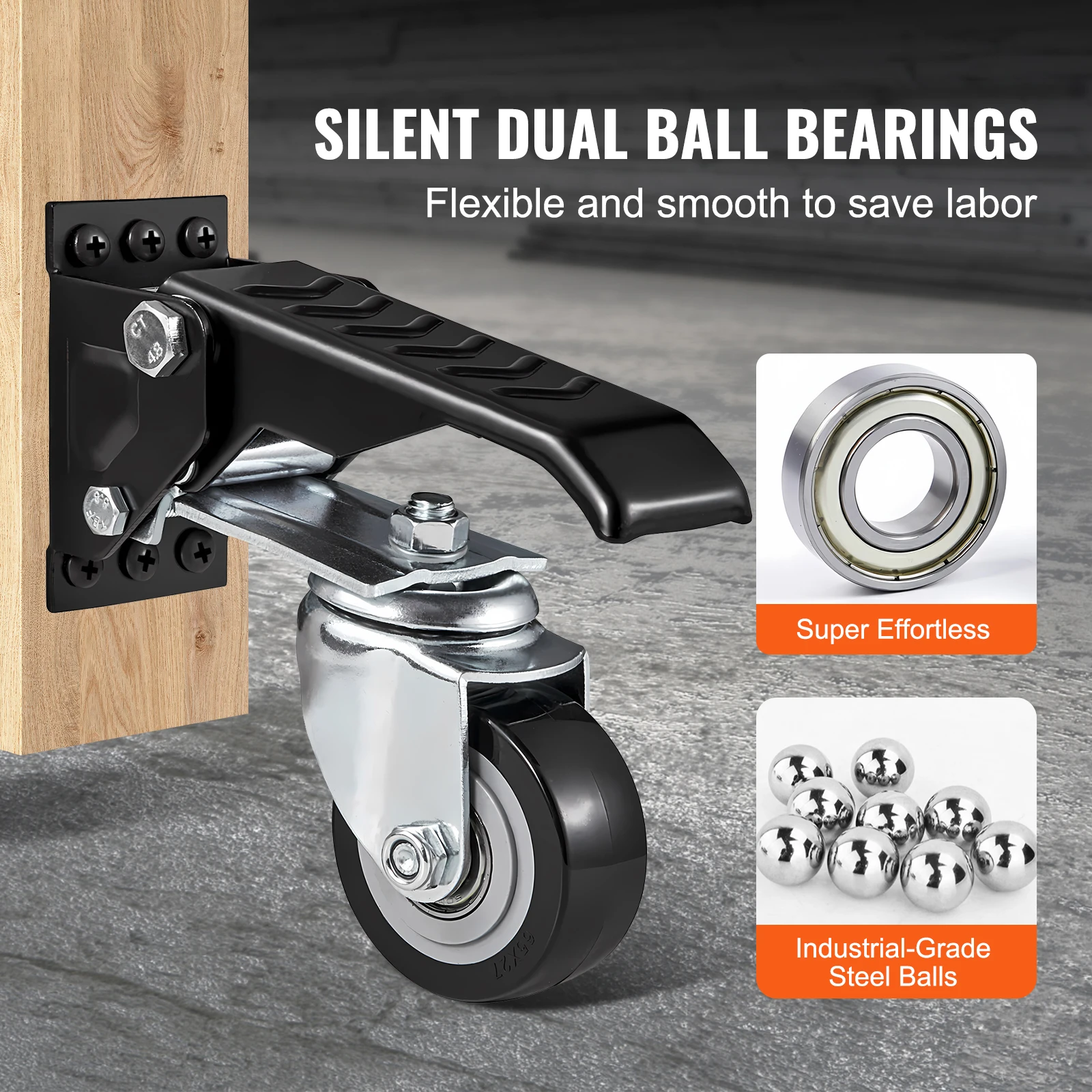 مجموعة SucceBuy 165 رطل 2.5 بوصة مكونة من 4 عجلات منضدة عمل مثبتة على الجانب وعجلة تنحى قابلة للسحب 360 درجة °   دوارة لمعدات الطاولات