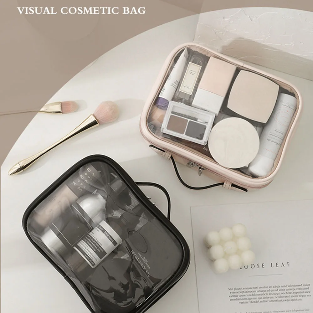 Transparent Cosmetic Bag 2 Layers Waterproof Large Capacity Makeup Package Multifunctional Travel Clear Makeup Bags Handbag