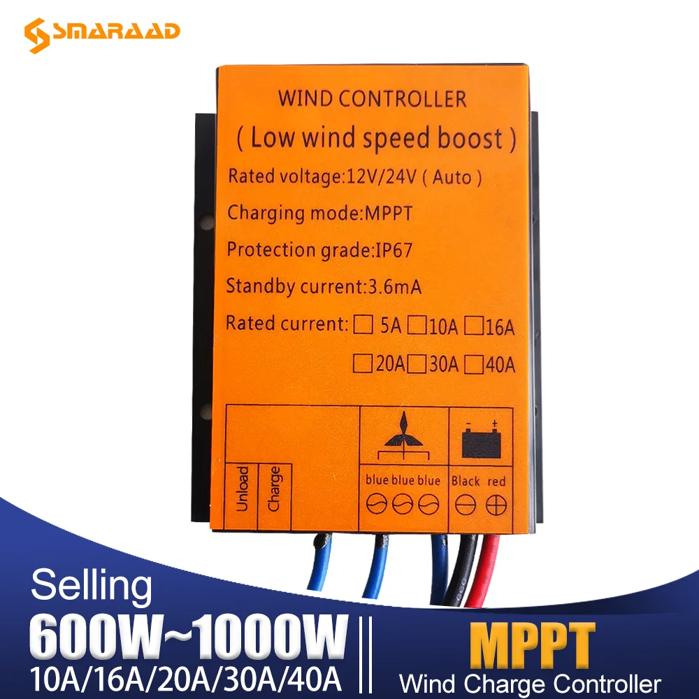 

Ветряная Турбина 1000 Вт, Контроллер Заряда MPPT, 12 В, 24 В, автоматический, 48 В, регулятор скорости низкого ветра для генератора, трехфазный