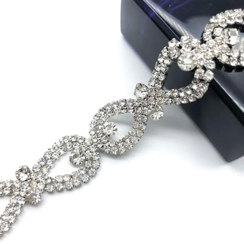 10Yards Crystal Trim Rhinestone Chain DIY Clothes Accessory Dress Belts Headpiece Jewelry Decoration Silver Plating