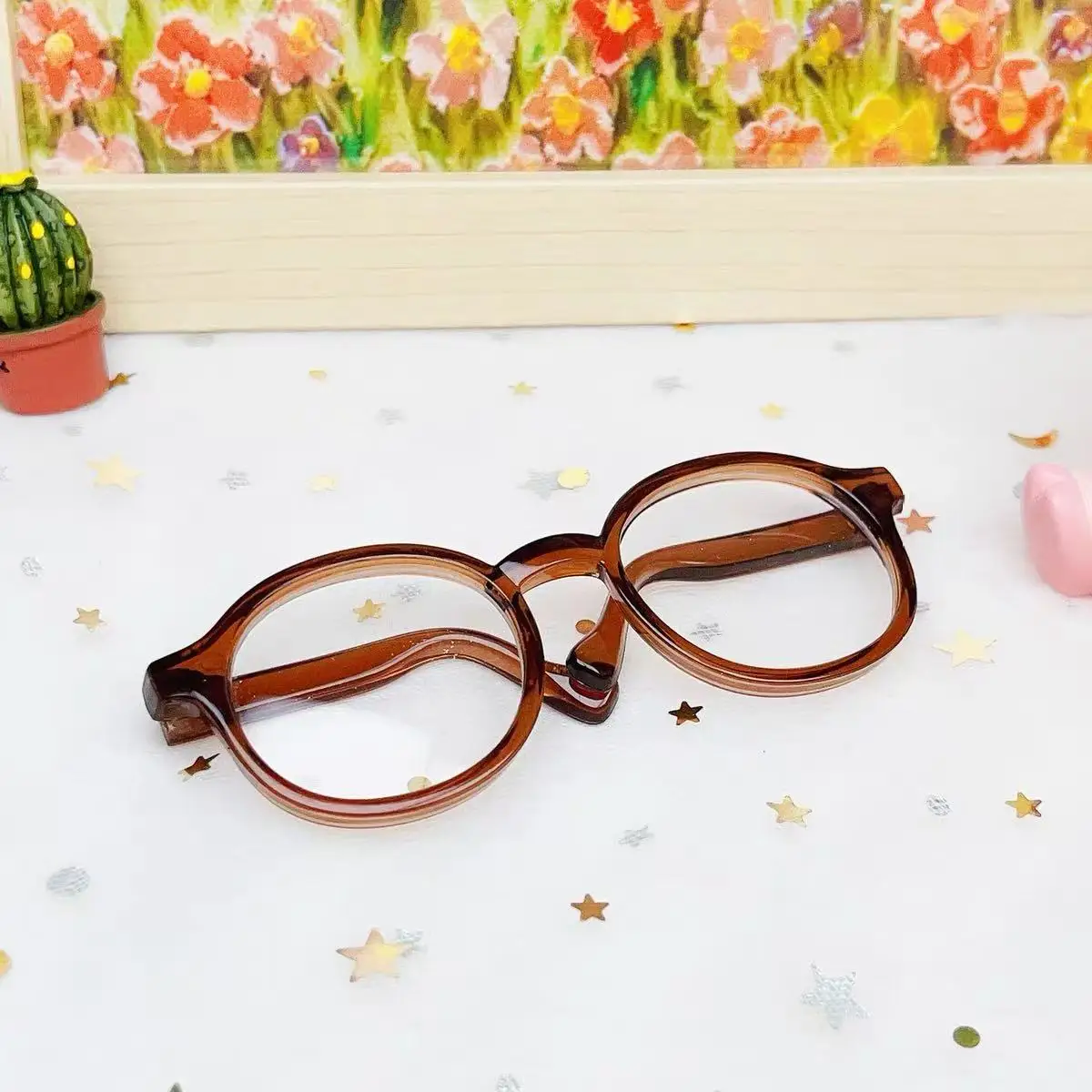 

Labubu 6.5cm Transparent Plastic Glasses for 1/8 1/6 1/3 1/4 BJD for Labubu MSD SD Plush for EXO Doll Sunglasses