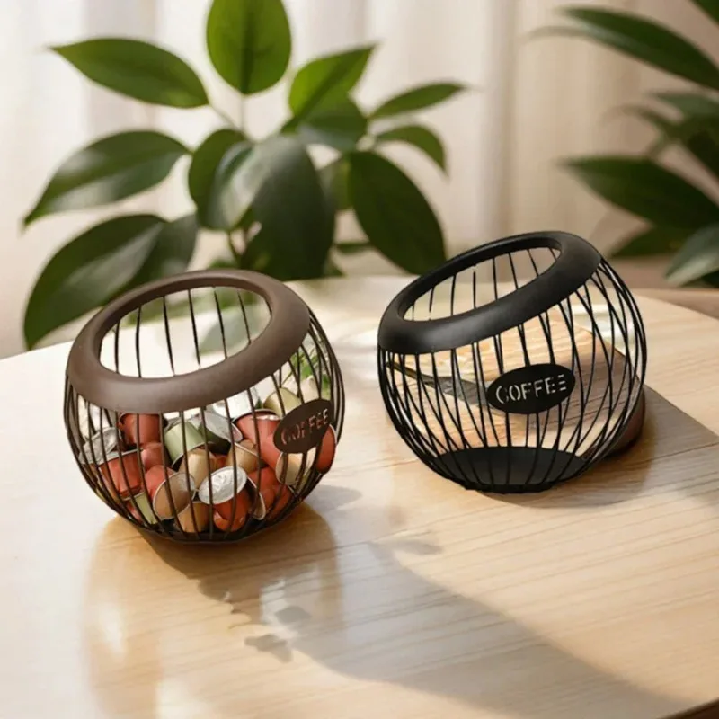 1-teiliger Eisen-Slide-Out-Kaffeekapsel-Organizer, Obst-Snack-Aufbewahrungsregal, hohler Pod-Diagonalkorb für Zuhause, Küche, Büro