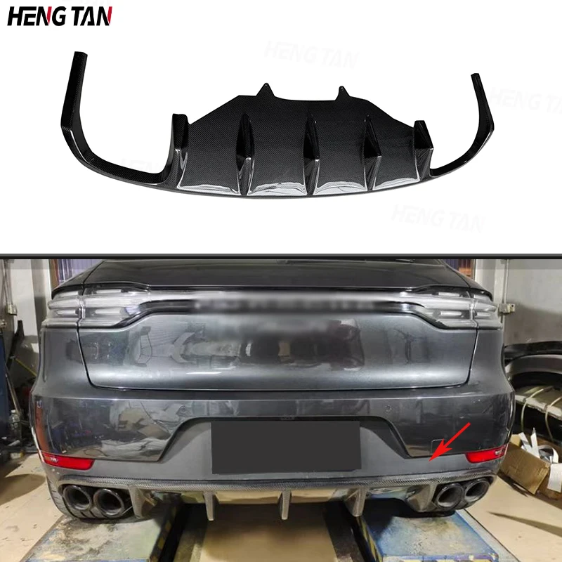 Carbon Fiber For Porsche Macan Turbo GTS Base 2014 - 2020 Car Rear Bumper Lip Diffuser Spoiler Parts Upgrade Body kit