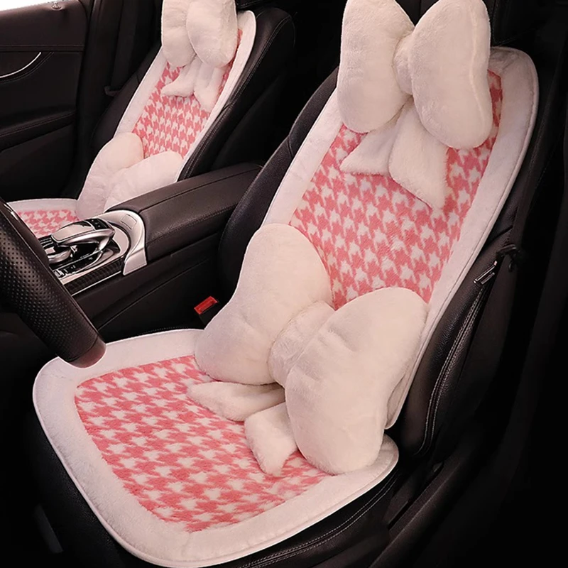 2024 New Lattice Plush Universal High Quality Car Interior Ornaments Anti Slip Protective Car Seat Cushion Cover