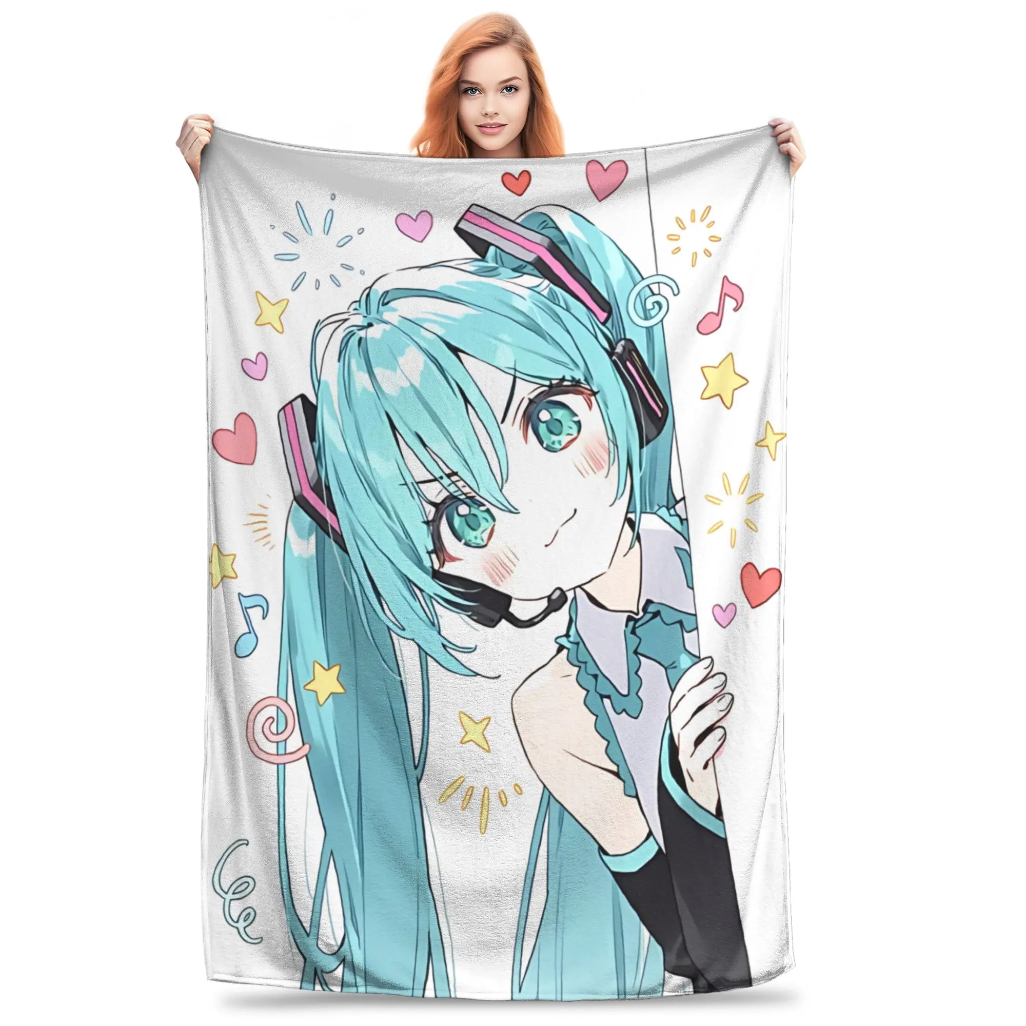 1PC home Cutecore Hatsune Miku  Blanket Super Cosy Plush Home Living Room Sofa halloween