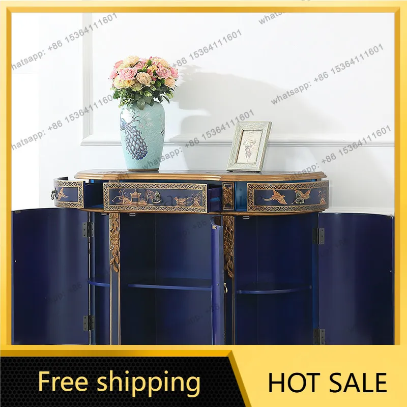 LD French Furniture American Painted Entrance Cabinet Decorated Neoclassical Side Cabinet Against the Wall