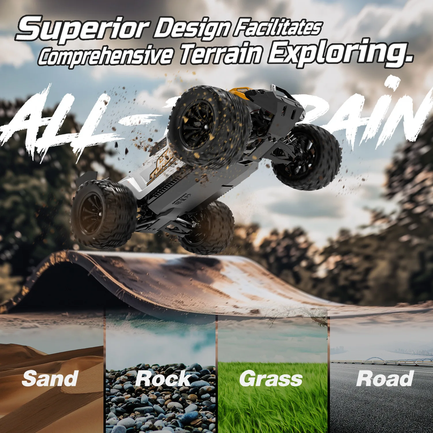 Professional 150M Racing 1:14 4WD High Speed Remote Control Truck 60KM/H All Terrain Off-road Metal Drift RC Car Truck Model Toy