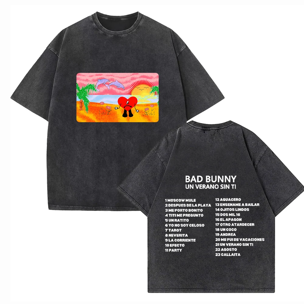 

Un Verano Sin Ti Bad Bunny 2024 Shirts Vintage Harajuku Summer O-Neck Short Regular Sleeve Cotton T-Shirts Printing Unisex