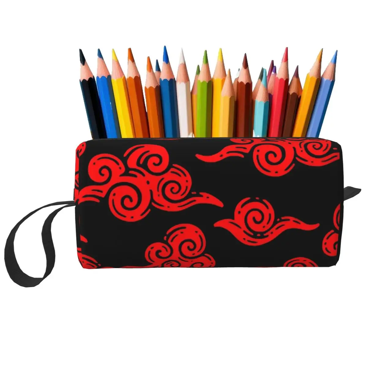 Artistic Red Cloud Pattern Pencil Case for Kids Gifts Pen Box Pencil Bag Stationery Supplies Travel Women Cosmetic Bag