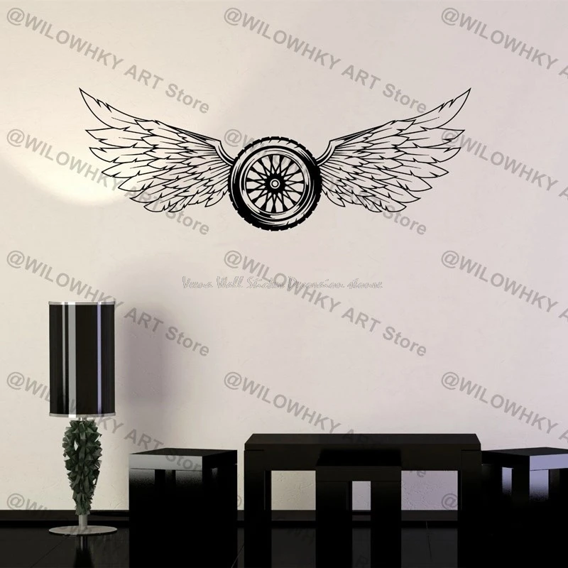 Wings Motorcycle Wall Sticker Racing Off-Road Kart Track Home Garage Porch Door Window Glass Car Sticker Decorative Vinyl Decal