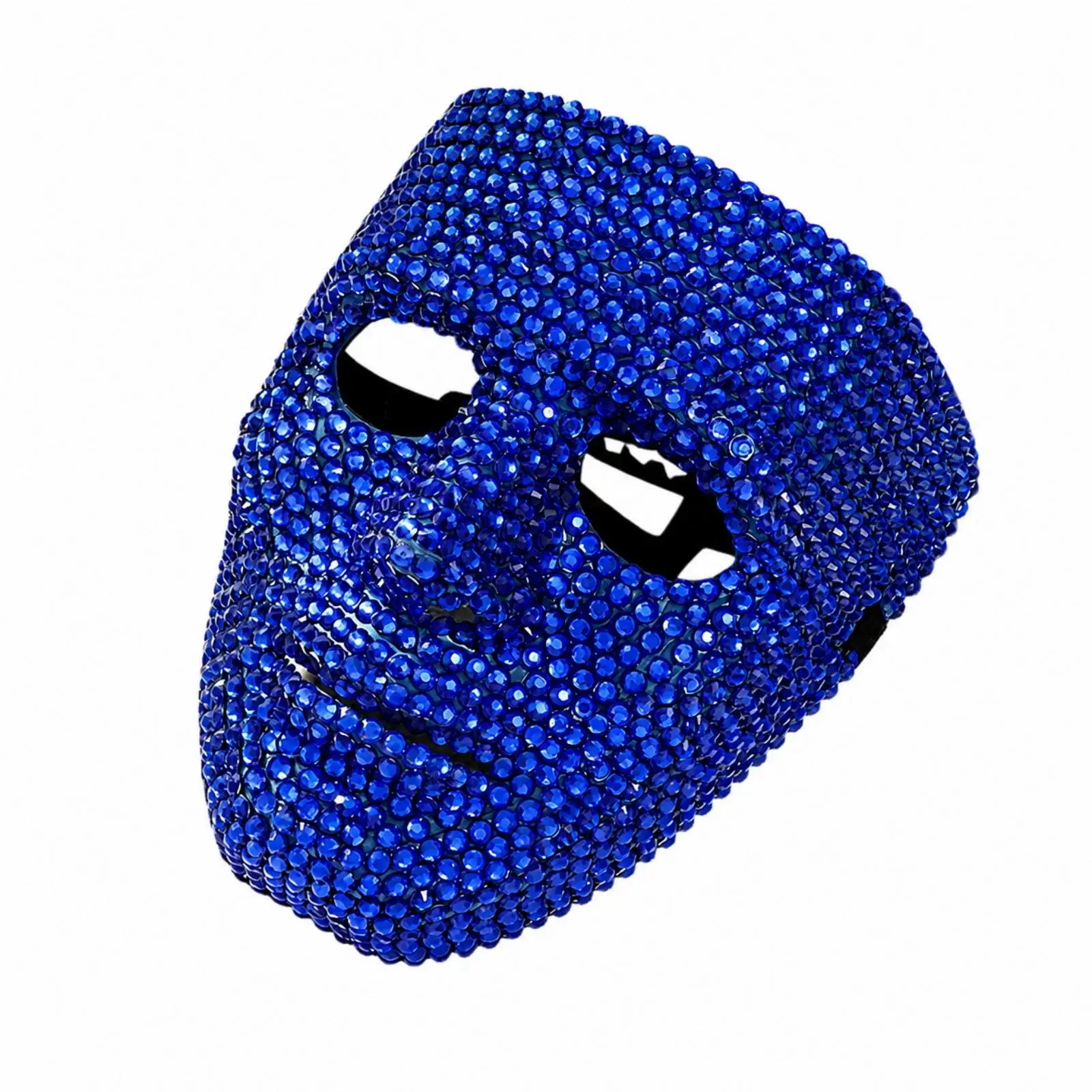 Sparkling Rhinestone Performance Face Cover for Dance Events and Costume Parties with Molded Face Shape and Eye Holes