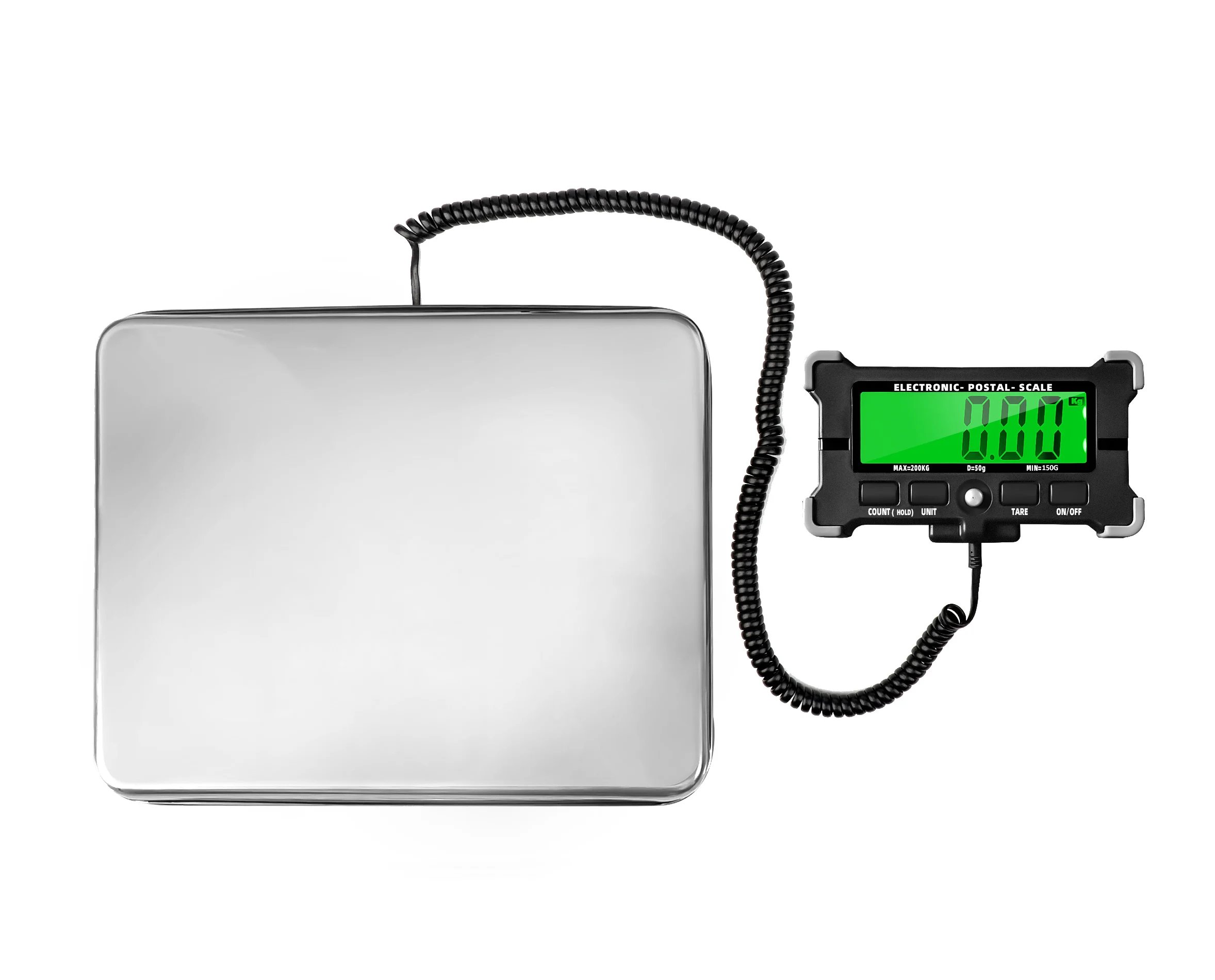 

440 Lbs 200kg Electronic Postal Scale 0.05kg Precision Integrated Stainless Steel Digital Scale with LCD Backlight Display