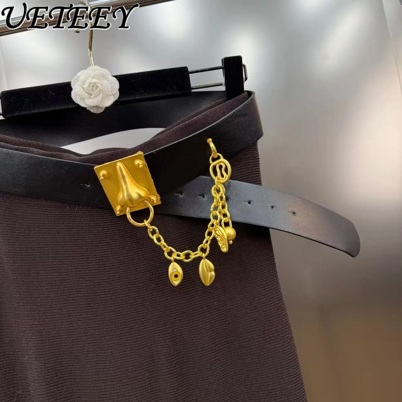 Rok Rajut Ekor Ikan Berhias Sabuk Heavy-duty Musim Dingin, Rok Panjang Slim Warna Solid Berpinggang Tinggi yang Elegan untuk Wanita